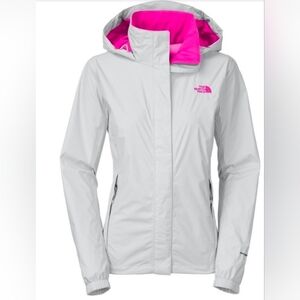 The North Face Women's Light Gray Ski Jacket with Pink Highlights